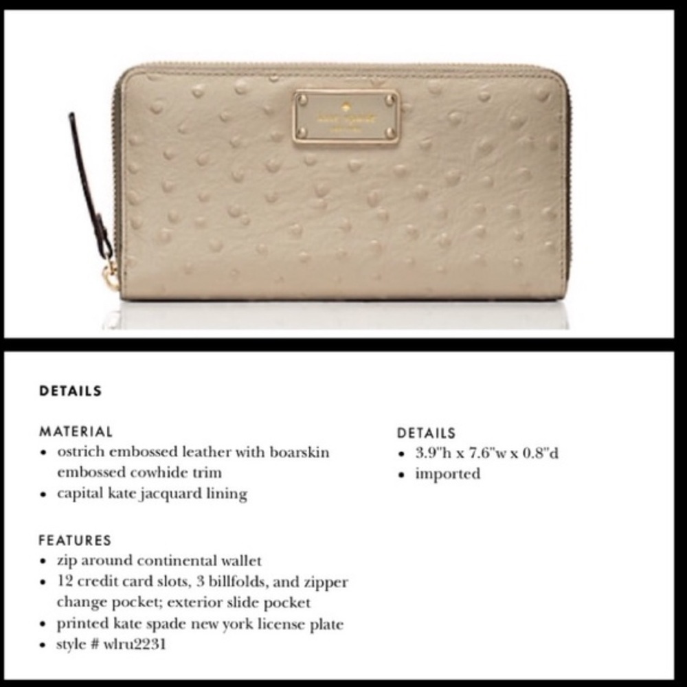 KATE SPADE ♠️  KAY STREET NEDA CONTINENTAL WALLET IN LEATHER AND COMOR SIDEWALK - Picture 2 of 14